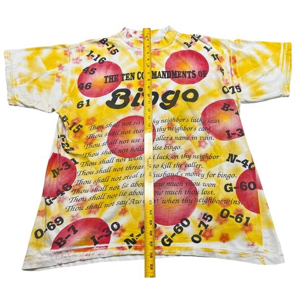 Vintage 80s AOP The Ten Commandments of BINGO Tie Dye‎ Bright Comedy T-Shirt - L - Picture 5 of 7